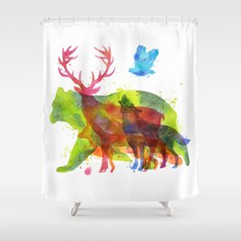 Watercolor animals save the nature Shower Curtain