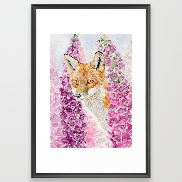 Foxglove Fox Framed Art Print