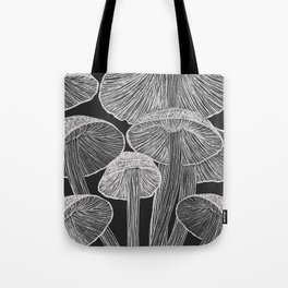 Black White Mushroom Midnight Garden Tote Bag