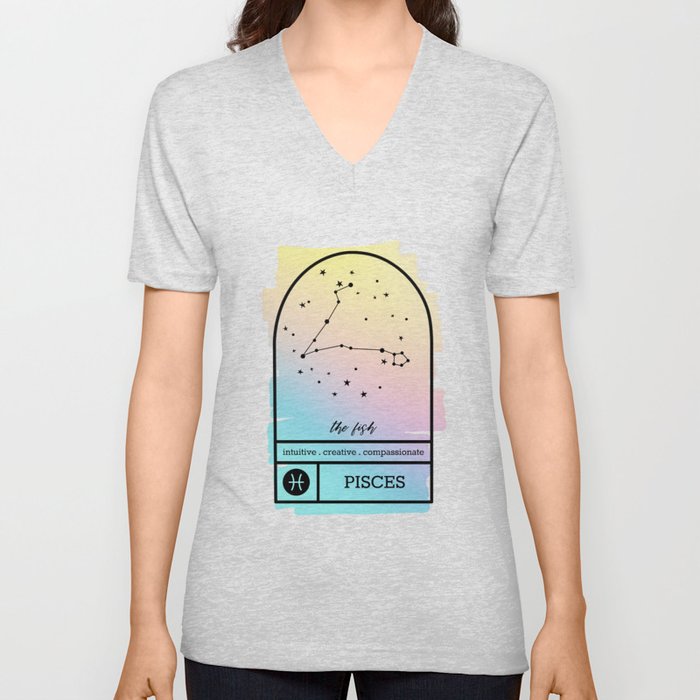 Pisces Zodiac | Pastel Gradint V Neck T Shirt