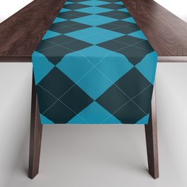 Blue Argyle checks pattern. Digital Painting Illustration Background Table Runner