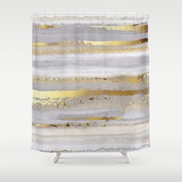 Luxury grey watercolor and gold texture Shower Curtain