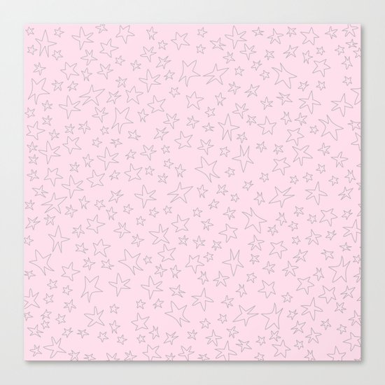 Grey handpainted little stars on pink background Canvas Print