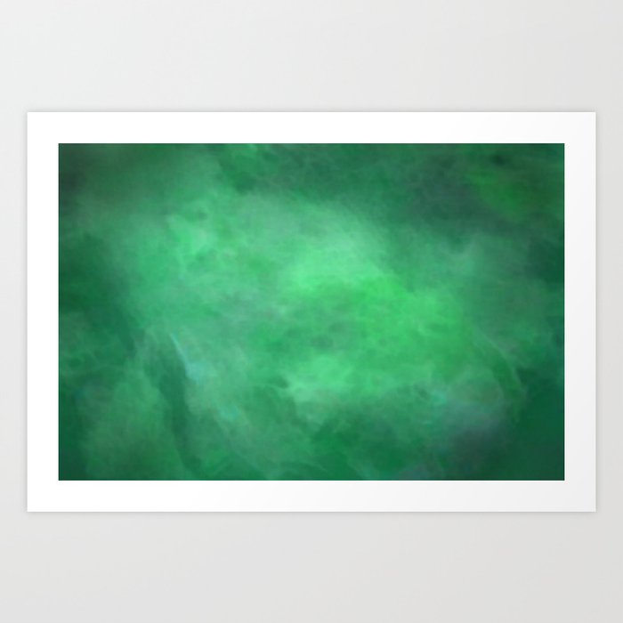 Abstract Watercolor Blend 2 Deep Dark Green and Light Green Art Print