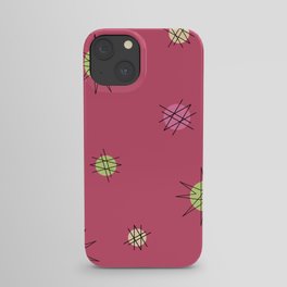 Atomic Age Starburst Planets Bright Red Pink iPhone Case