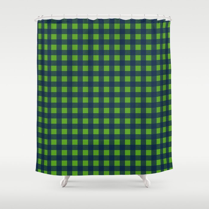 Buffalo Checks In Navy Blue And Lime Green Shower Curtain By Navy Blue And Lime Green Shower Curtain