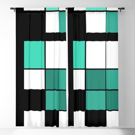 De Stijl Style Geometrical Art Turquoise Blackout Curtain