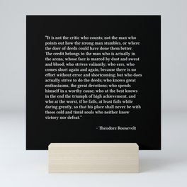 The Man In The Arena, Black, Man In The Arena, Theodore Roosevelt Quote Mini Art Print