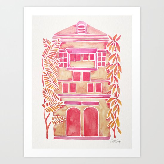 Tropical House – Pink Ombré Art Print