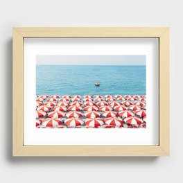 Red Umbrellas in Italy Recessed Framed Print
