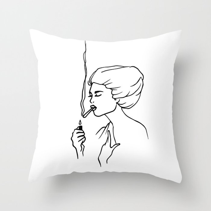 smoking girl Throw Pillow