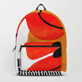 Mid Century Modern Abstract Vintage Pop Art Space Age Pattern Orange Yellow Black Orbit Accent Backpack