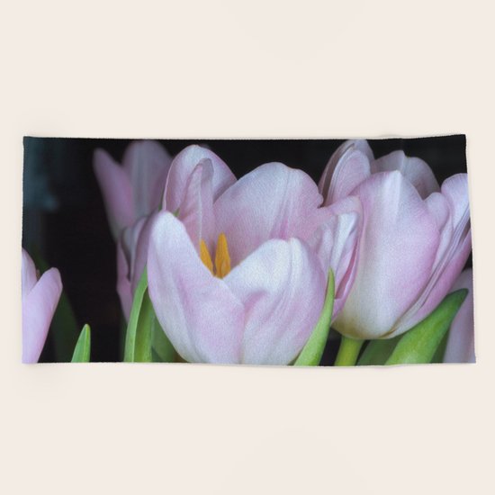 Pink Tulips Beach Towel