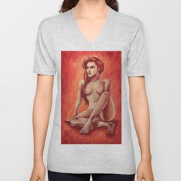 Red Taste / Nude Woman Series V Neck T Shirt