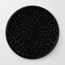 Goth Black Leopard Animal Print Wall Clock | Graphicdesign, Simplicity, Monochromatic, Moody, Jungle, Minimalist, Cat, Panther, Subtle, Dark 