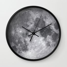 Moon Wall Clock | Space, Decorative, Grey, Gray, Decor, Sky, Moon, Black and White, Pattern, Hdr 