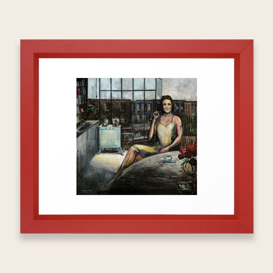 Coffee With Kate Oil On Canvas Framed Art Print By Antonioortiz Society6