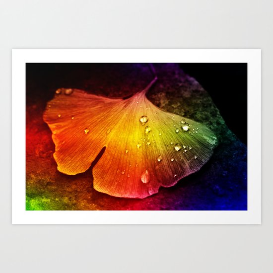 Gingko leaf muticolored Art Print