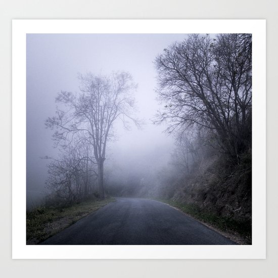 "Mountain road". Into the woods. Art Print