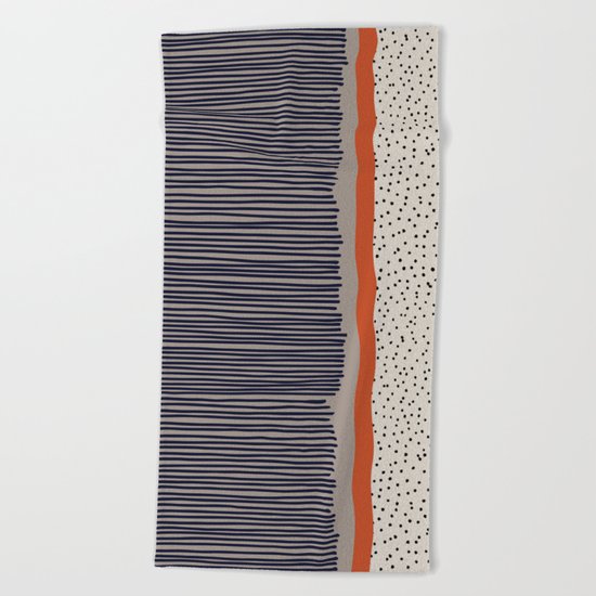 stripes and dots Beach Towel