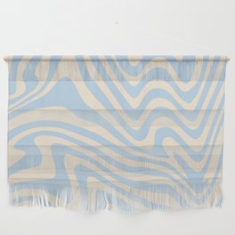 retro wavy_pale blue on ivory Wall Hanging