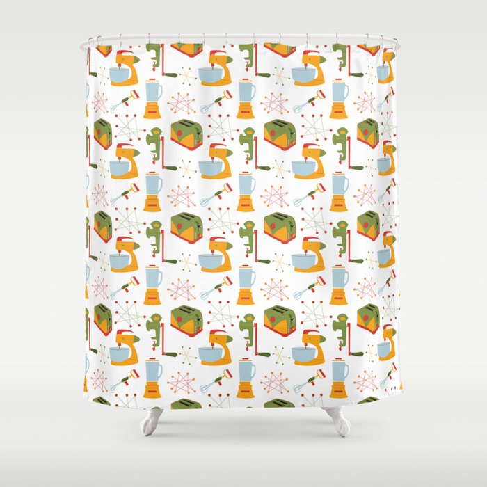 Retro Kitchen Orange And Green Shower Curtain By Whyitsmedesign