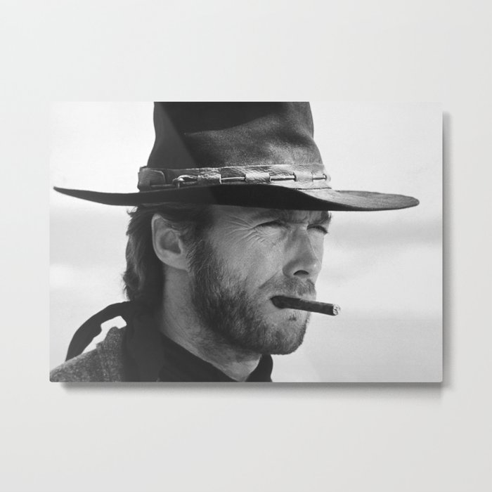 Clint Eastwood Smoking a Cigar Retro Vintage Art Metal Print