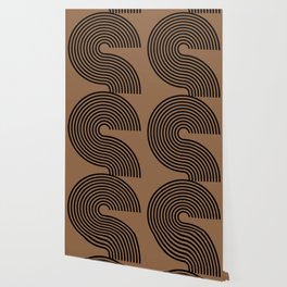 Zen Brown 70s Style Retro Mid Century Modern Neutral Earthy Abstract Minimalist Geometrical Wallpaper