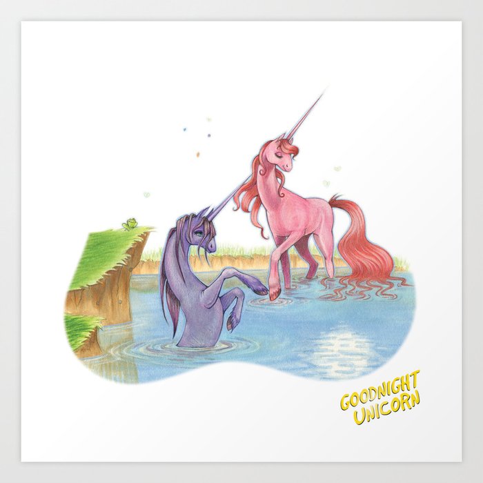 Goodnight Unicorn Purple Pink Art Print By Kendystix Society6