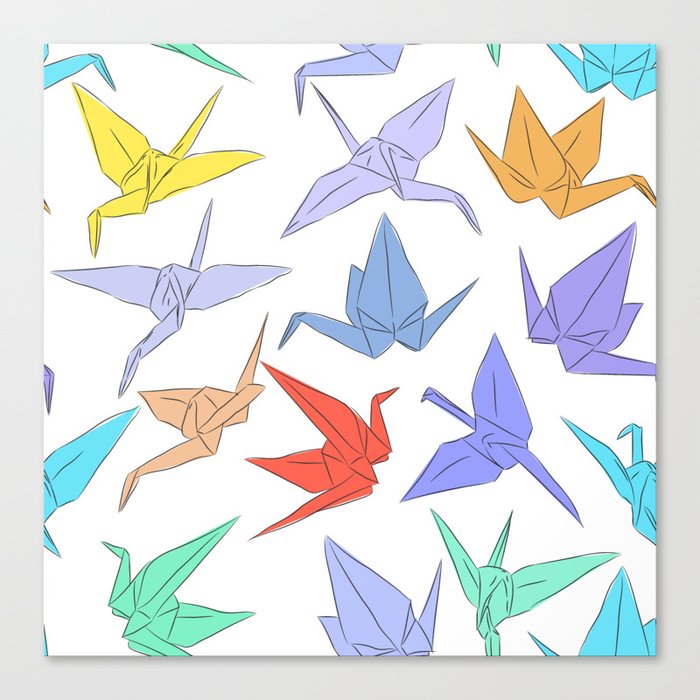 Japanese Origami paper cranes symbol of happiness, luck and longevity  Canvas Print by EkaterinaP