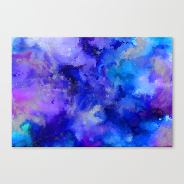 Abstract Art Pour Blue Purple And Grey Canvas Print By