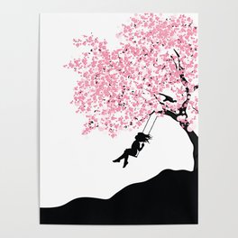 girl and tree swing Poster