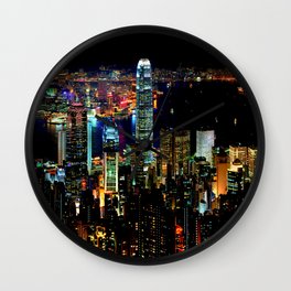 Hong Kong City Skyine Black Night Wall Clock | Nightlights, Travel, Colorful, Town, Homedecor, Dormdecor, Photograph, China, Tourism, Night 