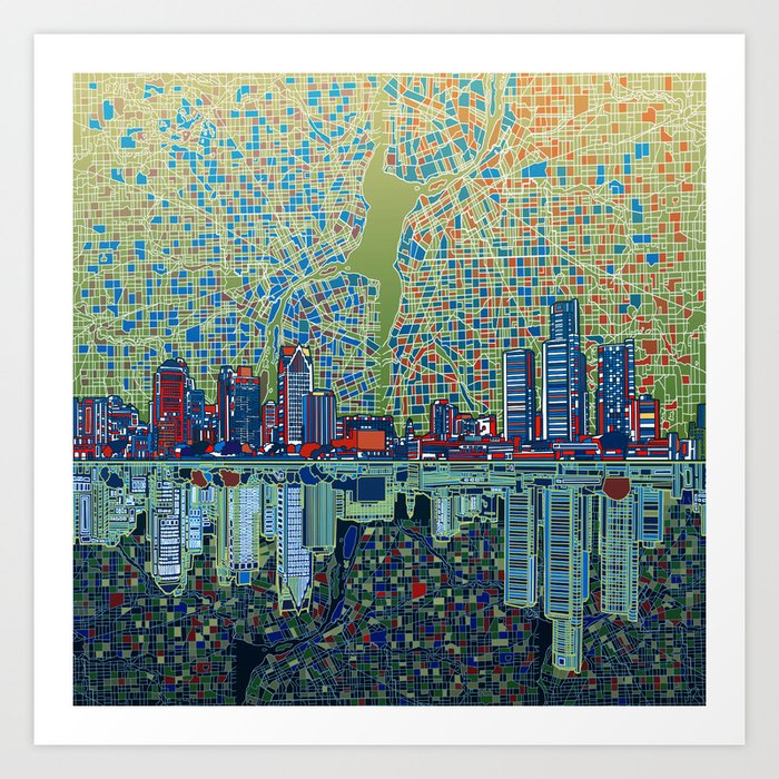 detroit city skyline Art Print