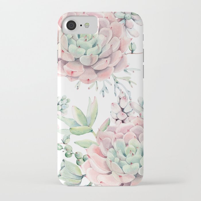 pink succulents by nature magick iphone case