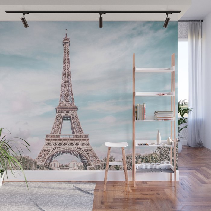 Eiffel Tower in Paris City Wall Mural by TrendArt Society6