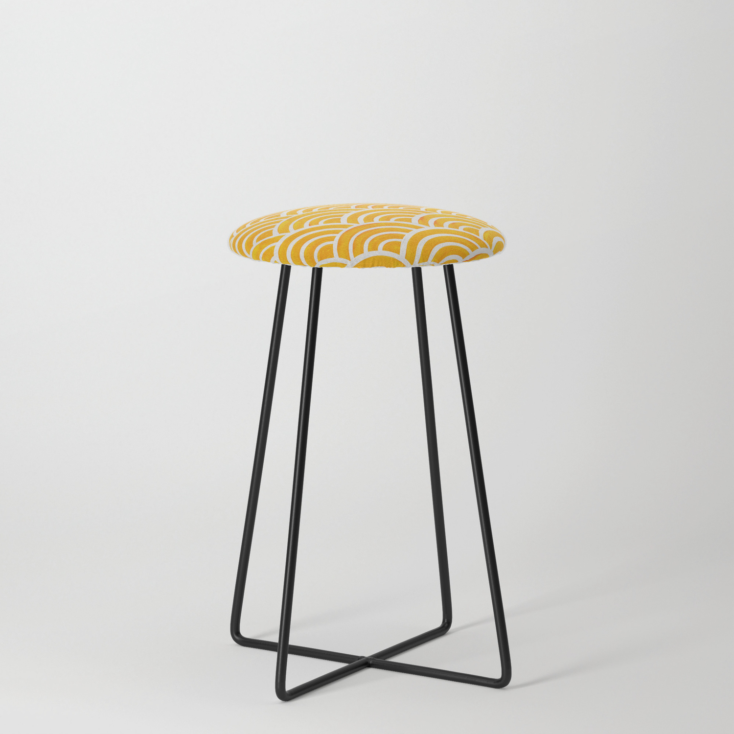 Japanese Bar Stools, Japanese Seigaiha Wave Marigold Palette Counter Stool By Catcoq Society6