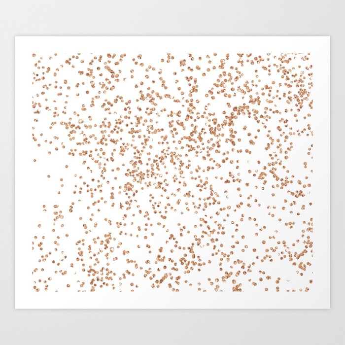Rose gold glitter confetti on transparent background Art Print by