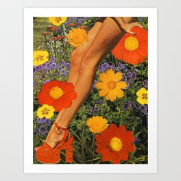Flower Power Art Print | Fashion, Floral, Collage, Groovy, 1970S, Hippie, Platform Shoes, Vintage, Curated, Shoes 
