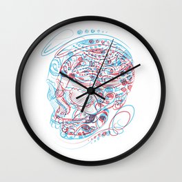 Red 'n Blue Skulls Wall Clock
