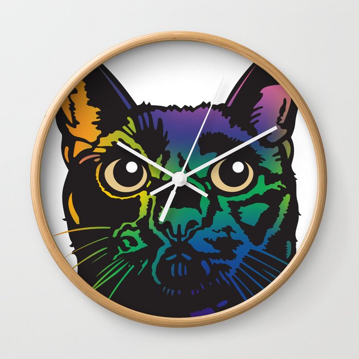 Rainbow Cat Wall Clock