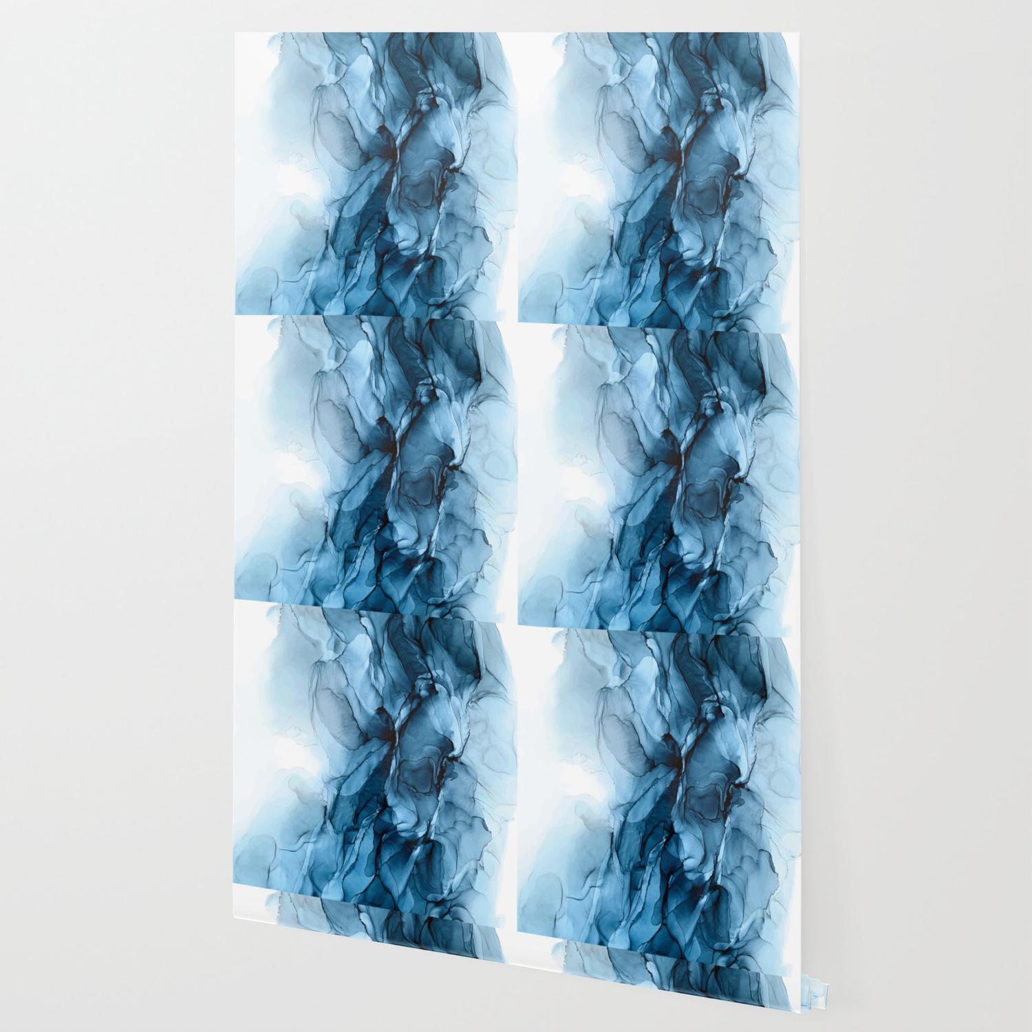 Deep Blue Flowing Water Abstract Painting Wallpaper By Elizabethschulz Society6