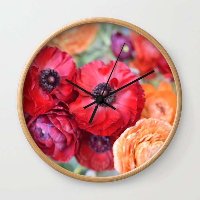 Rosey Ranunculus Wall Clock
