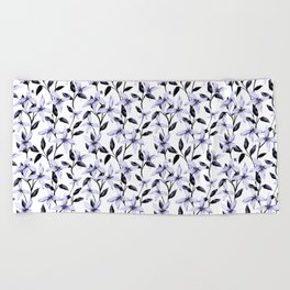 Pastel violet flowers seamless pattern Beach Towel