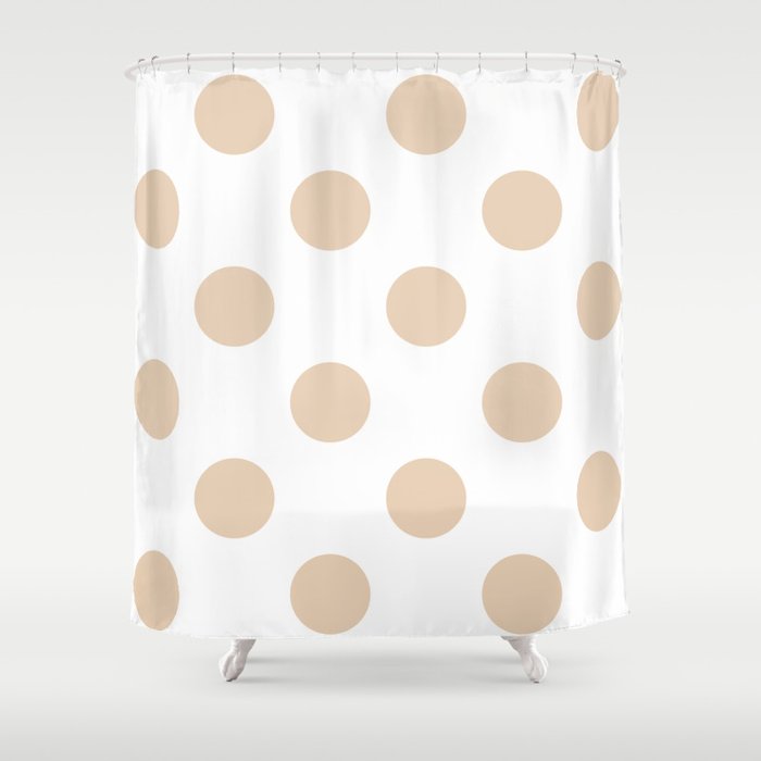Large Polka Dots Pastel Brown On White Shower Curtain By Polkadotsshop Society6