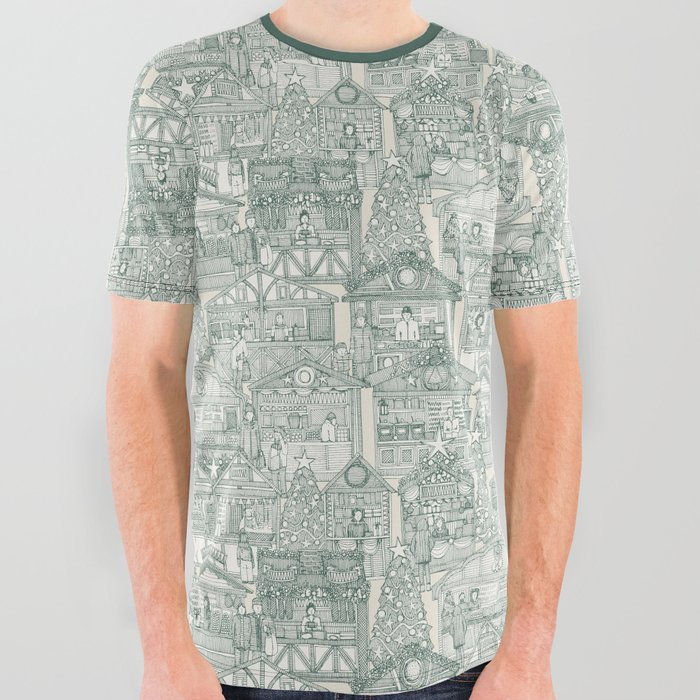 Christmas market toile pine All Over Graphic Tee