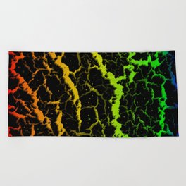 Cracked Space Lava - Rainbow ROYGB Beach Towel