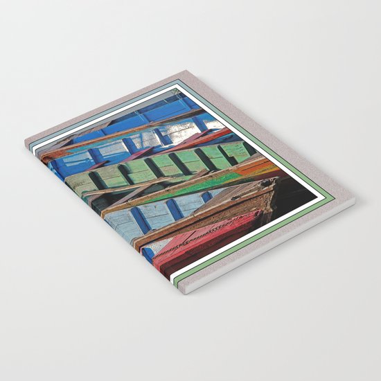 COLORFUL CANOES ALONG PHEWA LAKE SHORELINE POKHARA NEPAL Notebook