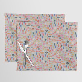 Meadow - Spring Floral Abstract Pattern Light Sage Green Placemat