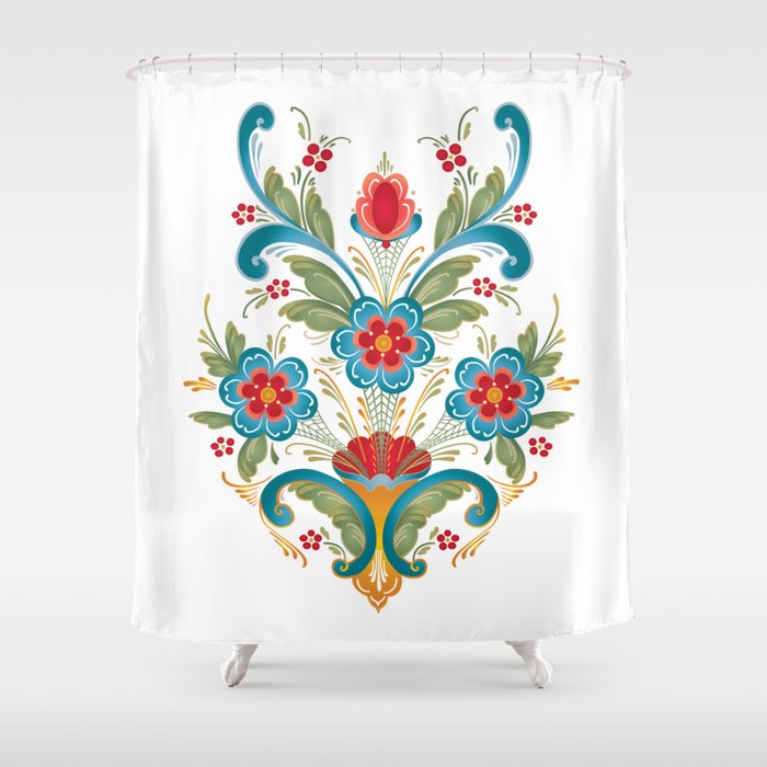 Nordic Rosemaling Shower Curtain